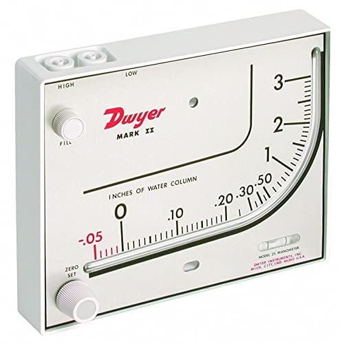 DWYER 25 Mark II Manometer INCHES Column -0.05-3IN-H2O Water Flow Meter B478467