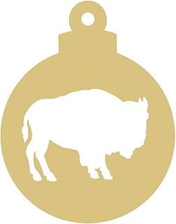 Buffalo Ornament Design by Lines Cutout 1 Item Per Pack Special Occasion Farm Decor Holiday Unfinished Wood MDF Shape Canvas Style 1 (5")
