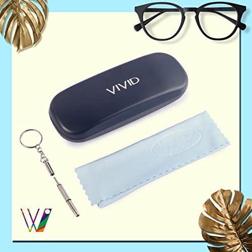 Image of VIVID Vision Unisex Adult Eyewear Specs Case Cover | Screw Driver | Free Cloth | Protect Eye Glasses | ABS | Plastic | Spectacles | Cases | AP - 435 | 3 IN 1 | Navy Blue