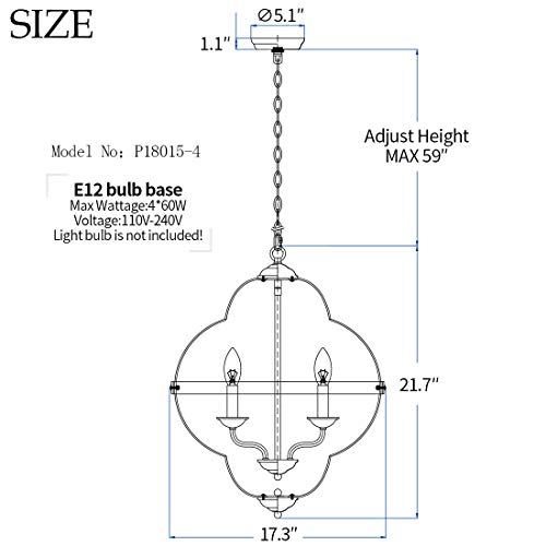 Tzoe Orb 4-Light Pendant Light，Rustic Vintage Metal Chandelier，Black＆Copper Color，Farmhouse,Foyer Chandeliers，Dining Room Light，Bedroom Lights,Living Room Lighting，Kichlen Chandelier Ul Listed #TOP1