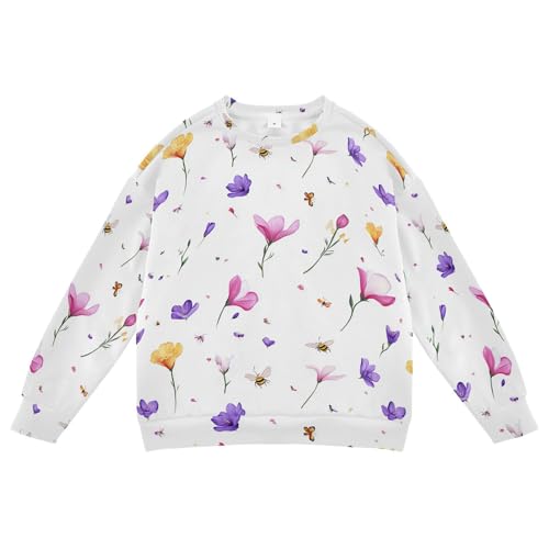 JUNZAN Cartoon Freesia White Little Boys Sweatshirts Hoodies Long Sleeve Tops Clothing Shirts Athletic 4T