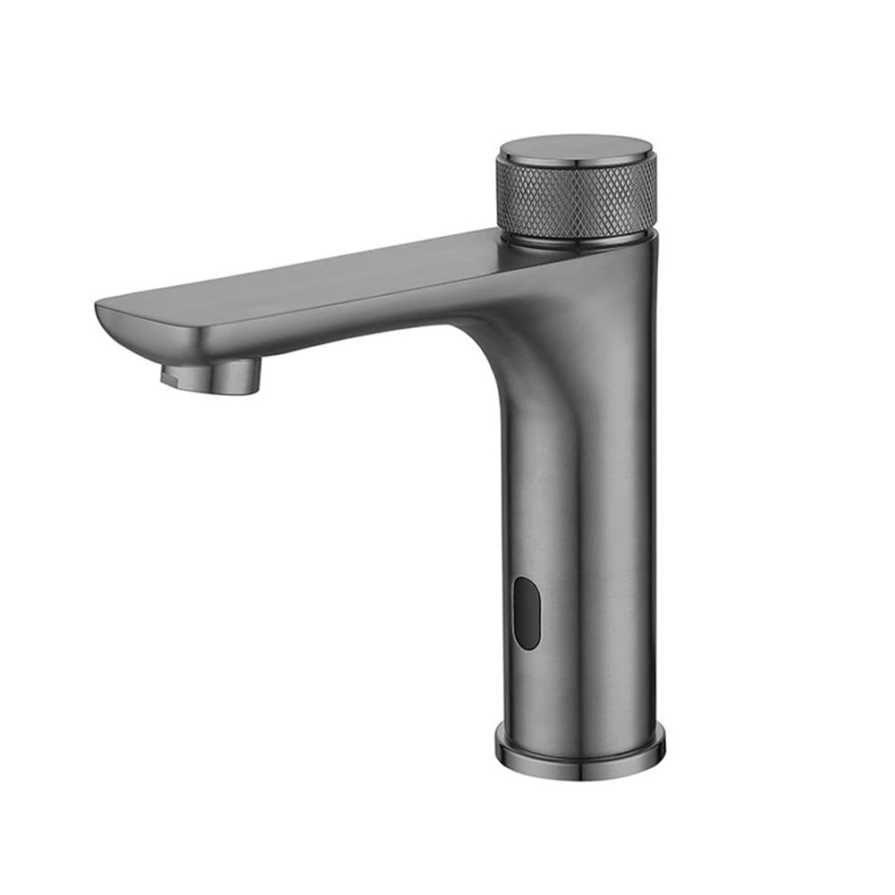 ZYCHSJXA 304 Stainless Steel Touchless Infrared Sensor Faucet with Hot & Cold Water Control, Modern Mixer Tap for Kitchen Bathroom, Sleek Grey Design