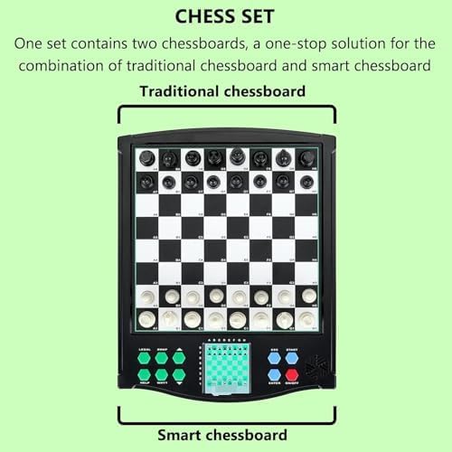 Inteligentna elektroniczna tablica szachowa z wyświetlaczem LCD, przenośny zestaw szachów podróżnych dla dorosłych dzieci, AI Chess Game Learning Toy, Magnetyczne kawałki
