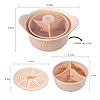 TIEWPANMI Microwave Silicone Steamer, 3-Compartment for Veggies Fish & Baby Food, 4-in-1 Pot with Lid & Basket, Oven & Dishwasher Safe, Easy Clean, Food Grade (Pink) #1