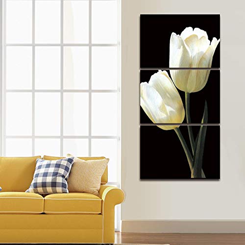 Tableau sur Toile Salon Peintures Fleurs Décoration Maison Triptyque Chic - 3