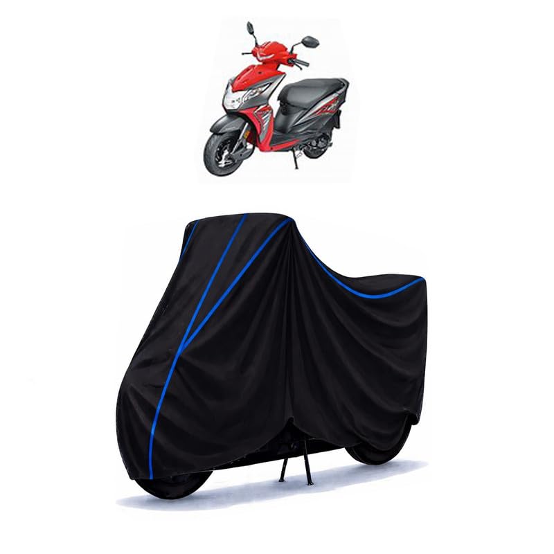 Image of Scooty Cover Water Resistant for Dio Standard | Universal Scooter & Bike Cover | Heavy Duty UV Dust, Rain & Scratch Protection | Elastic Fit All Weather Indoor Outdoor | Black with Blue Piping