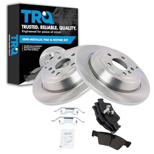 Image of TRQ Rear Brake Pad and Rotor Set Semi Metallic Solid Rotors
