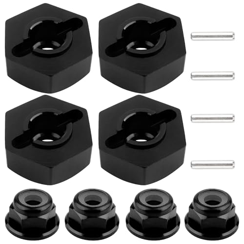 GDOOL 12mm Wheel Hex Hubs Drive Adapter 5mm Thick & Flange M4 Lock Nuts Aluminum for Redcat Axial HSP WLtoys Himoto RC Truck Model Car Upgrade Parts...