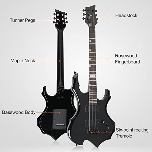 Ktaxon 36-Inch Electric Guitar Flame Design Electric Guitar Kit Beginner Guitar With 20 Watt Amp, Tremolo Bar, Portable Bag, Adjustable Strap, Amp Wire And Wrench Tool(Black) #TOP7