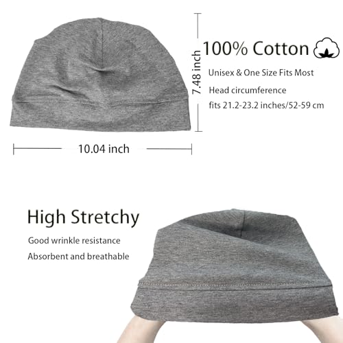 Image of vidsel 100% Cotton Skull Caps Beanie Night Cap Sleep Hats for Men Women | Breathable,Soft,Lightweight Skully Cap,Running Beanie Cycling Helmet Liner,Wicking Head Cover,CPAP Chemo Bald Cap