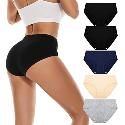 Image of Women Underwear Cotton Mid Rise Full Coverage Soft 5-Pack