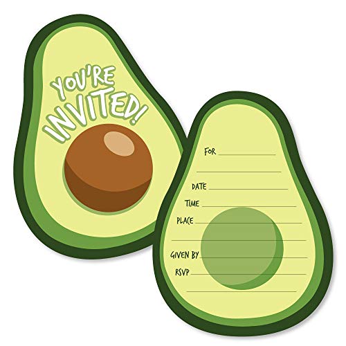 Big Dot of Happiness Hello Avocado - Shaped Fill-In - Fiesta Party Invitation Cards with Envelopes - Set of 12