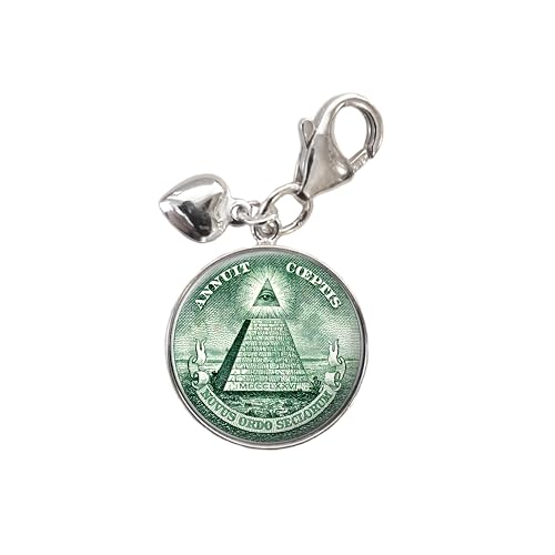All Seeing Eye Dollar Bill Illuminati .925 Sterling Silver Charm