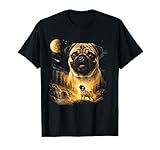 Pug Howling to The Moon Vintage 90s Funny Dog Graphic T-Shirt