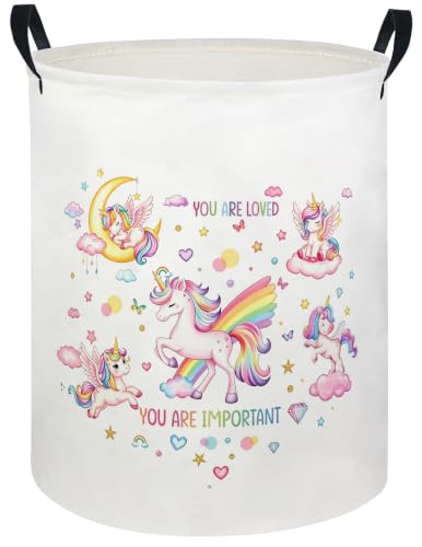 Image of Baby Laundry Hamper kids laundry Basket Waterproof Laundry Bag for Bedroom Clothes Organizer Room Decor(Unicorn)