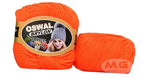 Image of OSWAL 100% Acrylic Wool Orange 8 GMS Wool 4 ply Wool Ball Hand Knitting Wool /Art Craft Soft Fingering Crochet Hook Yarn- Art-AECJ