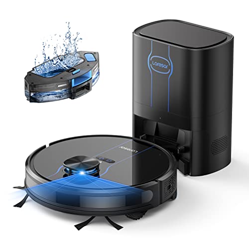 41liq4Fl0yL Laresar L6 Nex Saugroboter mit Wischfunktion, Roboter Staubsauger mit 3500Pa Saugroboter 2,5L Automatischem Staubsauger mit Absaugstation Editierbare Karte ideal für Tierhaare Teppiche Hartboden