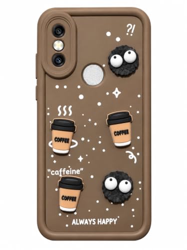 Image of Bintage Back Cover Compatible for Redmi Y2 | Cute Fun Ball | 3D Taddy Smiley Coffee | Milk Case | Full Body Protection - Brown