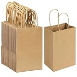 Bolsas de regalo pequeñas, 5,25 x 3,75 x 8 pulgadas, bolsas de papel kraft marrón, bolsas sueltas con asas, adecuadas for Navidad, carnaval, fiesta de cumpleaños para Cumpleaños Dulces de boda(40pcs)