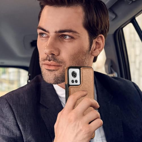 Image of MOBILOVE PU Leather Flexible Shockproof Design Back Case Cover for | OnePlus 10R 5G (Brown)
