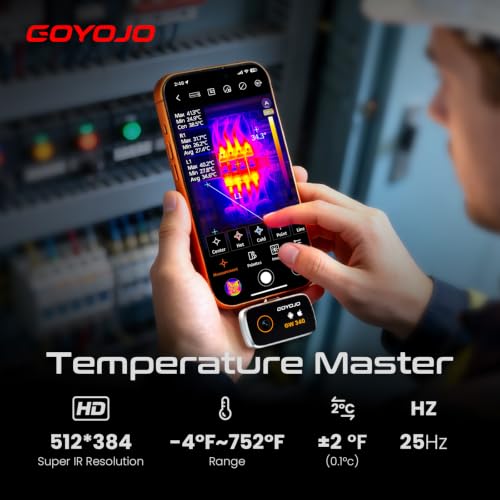 Image of GW340 Thermal Camera for iPhone /Android /Tablet, 512x384 Super IR Resolution, Thermal Imager iOS 17 /16 /15 Series & iPads USB-C Port, 256x192 IR Resolution Home Inspection, HVAC, Automotive -4F~752F