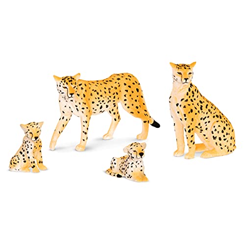 Terra by Battat - Cheetah Family - Plastic Miniature Cheetah Toy Animals for Kids 3-Years-Old & Up (4 Pc)