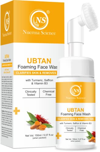 Image of Nuerma Science Ubtan Foaming Face Wash with Vitamin B3, Turmeric & Saffron for Tan Removal, Even Skin Tone, Skin Exfoliation, Remove Dark Spots, Remove Pigmentation & Even Skin Tone (150 ML)