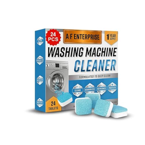 Image of Washing Machine Cleaner Tablets (24 Tablets) | Drum & Pipe Deep Cleaner |Removes Odour, Limescale & Residue | For Front Load & Top Load Fully Automatic Washing Machines | Fresh Scent (Fresh)