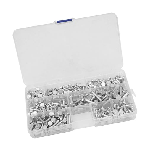 Aluminum Rivet, High Mechanical Strength, Flat Head Solid Rivet, 350PCS Assortment Kit, Long Service Lifespan, 7 Size, for DIY, Industrial, and Automotive Repair Projects