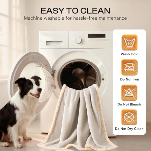 Image of Waterproof Pet Blanket, Liquid Pee Proof Dog Blanket for Sofa Bed Couch, Reversible Sherpa Fleece Furniture Protector Cover for Small Medium Large Dogs Cats, Grey White Medium(57 inch x 40 inch)