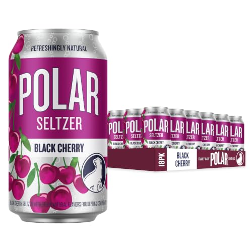 Polar Seltzer Water Black Cherry, 12 fl oz cans, 18 pack