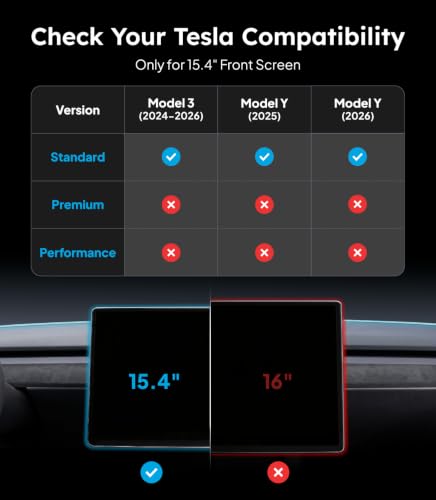 Image of Wigoo Tesla Model Y /3 Standard Screen Protector Matte [No Glare & Fingerprint] Model Y Standard(2025~2026) /Model 3 Standard(2024~2026) Accessories, 15.4 inch Tempered Glass Protector with Alignment Kit