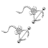 Deevoka ダブルペア ゴシックスタイル ストレートバーベル クリスタル ニップルピアス 16g, 2個