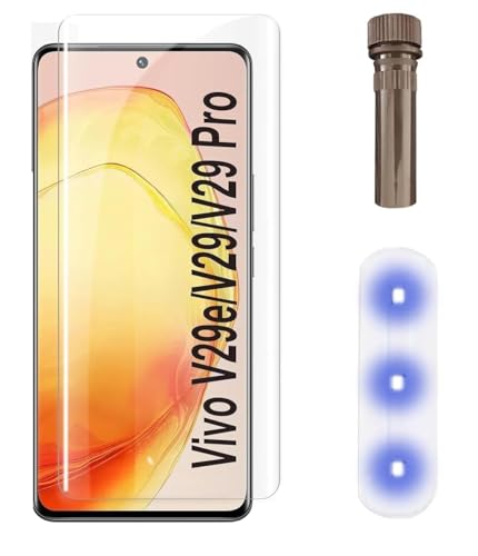 Image of Raayan UV Tempered Glass For Vivo V29E Screen Protector Full Adhesive UV Glue Curved Edge to Edge Full Screen Coverage - Easy Installation