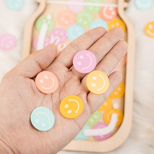 Image of 2 Pack Reward Jar for Kids Smiley Face Star Token Magnetic Teacher Classroom Board Potty Training Toddlers Home Incentive Good Behavior Management Tools Back to School for Boys Girls