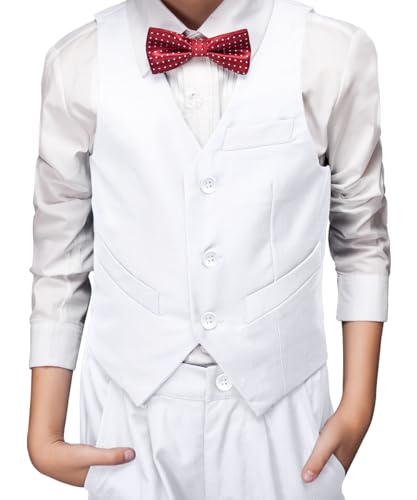 Image of Visaccy Boys Vest Kid Boy Formal Suit Vest for Wedding School | 3 Buttons,Fully Lined,Adjustable Waist,Toddler Boy Dress Vest