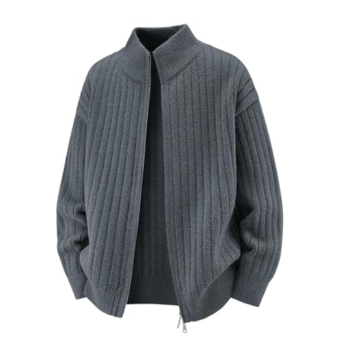 Cardigan d'hiver en tricot col montant zippé épais décontracté