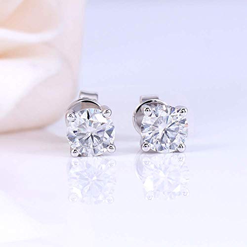Doveggs 10K White Gold Post 1Ctw 5Mm Heart Arrows Cut Moissanite Stud Earrings Sterling Silver Push Back For Women #TOP1