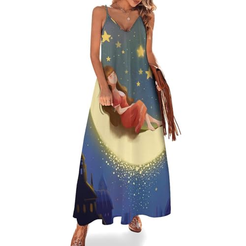 Robe longue d'été légère pour rester au frais sans manches et avec col V