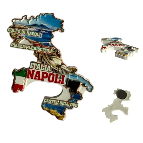 Magnete Decorativo Napoli, Magnete Souvenir con Immagini di Napoli, da esporre su frigoriferi, lavagne magnetiche o altre superfici metalliche.