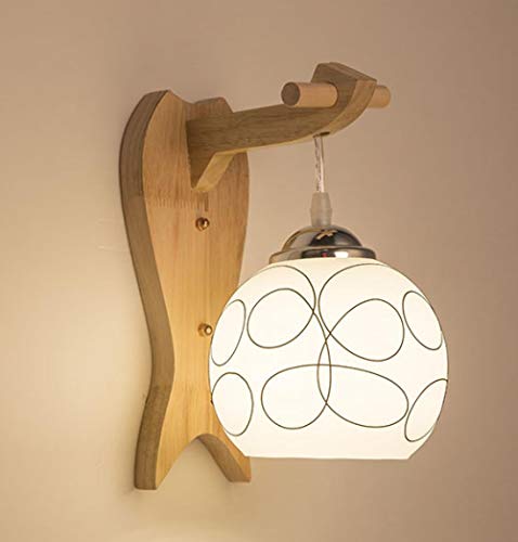 Preisvergleich Produktbild Wandlampe aus Holz mit Verstellbarem Flexibles Leseleuchte und Verstellbarer Schalter Innenbeleuchtung Wand Lampe für Schlafzimmer Bett Büro-Weißes Licht, warmes weißes Licht