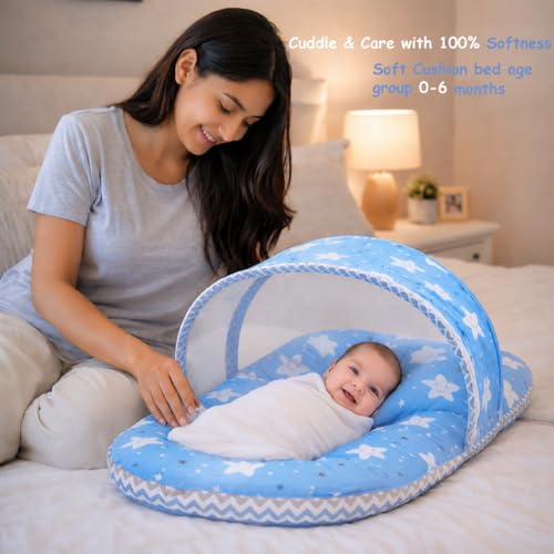 Image of Infantbond by fareto Newborn Baby Bedding Essentials | Daily Needs Items | Hopsital kit Ready Combo | Baby Products All (Pack of 32) (0-6months) (Cloud Blue)