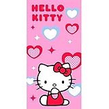 Toalla de Playa Hello Kitty "Corazones Azules y Rojos" 75X150