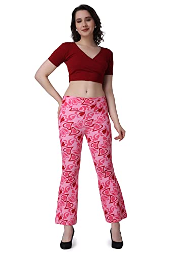 Image of POPWINGS Casual Marble Print Bell Bottom Trousers for Women || Flare Fit Women Trousers for Summer || Stylish Western Regular Fit Casual Bell Bottom Trousers for Women