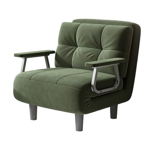 1 Seater Convertible Sofa Bed Armchair – Great Comfort Removable With Cushion, Metal Armrests And Feet (Light Green) - 8