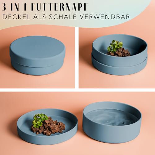 ne&no® Silikon Hundenapf 1200 ml mit Deckel für kleine und mittelgroße Hunde | im Kühlschrank luftdicht verschlossen | Futternapf Hund rutschfest | Fressnapf Hund Set