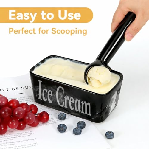 Image of Jamboree Ice Cream Scoop,7 inches Nonstick Anti-Freeze One Piece Aluminum Scooper Spoon, Heavy Duty Durable Design, Easy Clean, for Gelato, Cookie Dough, Sorbet, Almond (Black)