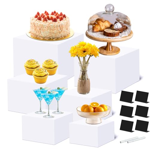 Afeeler Lot de 6 Presentoir Aperitif Buffet Cube, Présentoir a Gâteaux Acrylique avec fond creux, Supports de Buffet Mariage pour Traiteur Dessert Figurines...
