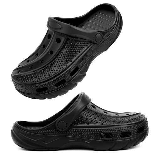 Image of INMINPIN Women and Men Orthopedic Clogs Arch Support Garden Shoes Sandals Slippers with Plantar Fasciitis Feet Insoles,Black,12.5-13.5 Women/11-11.5 Men