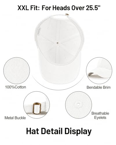 Image of XXL Baseball Cap For Big Heads, Soft Crown Washed Dad Hat, Oversized Denim Cap For Men Women Golf, Travel, Daily Wear